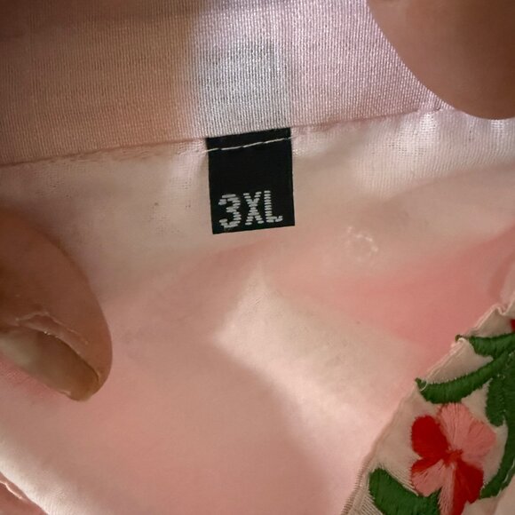 Pink Floral Embroidered Kurta With Mandarin Collar & Side Slits 3XL - Picture 5 of 5